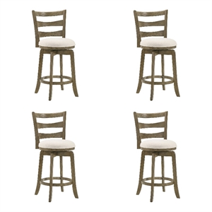Melindra Swivel Wood Counter Height Bar Stool in Putty Brown/White - Set of 4