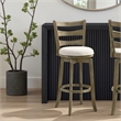 Melindra Swivel Wood Bar Height Bar Stool in Putty Brown/White Seat - Set of 2