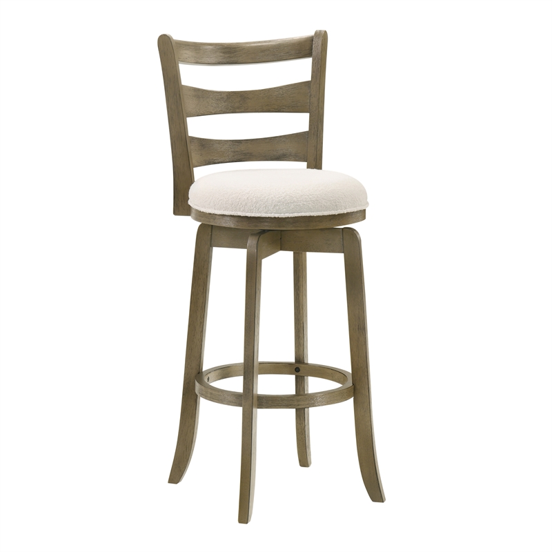 Melindra Swivel Wood Bar Height Bar Stool in Putty Brown/White Seat - Set of 2