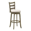 Melindra Swivel Wood Bar Height Bar Stool in Putty Brown/White Seat - Set of 2