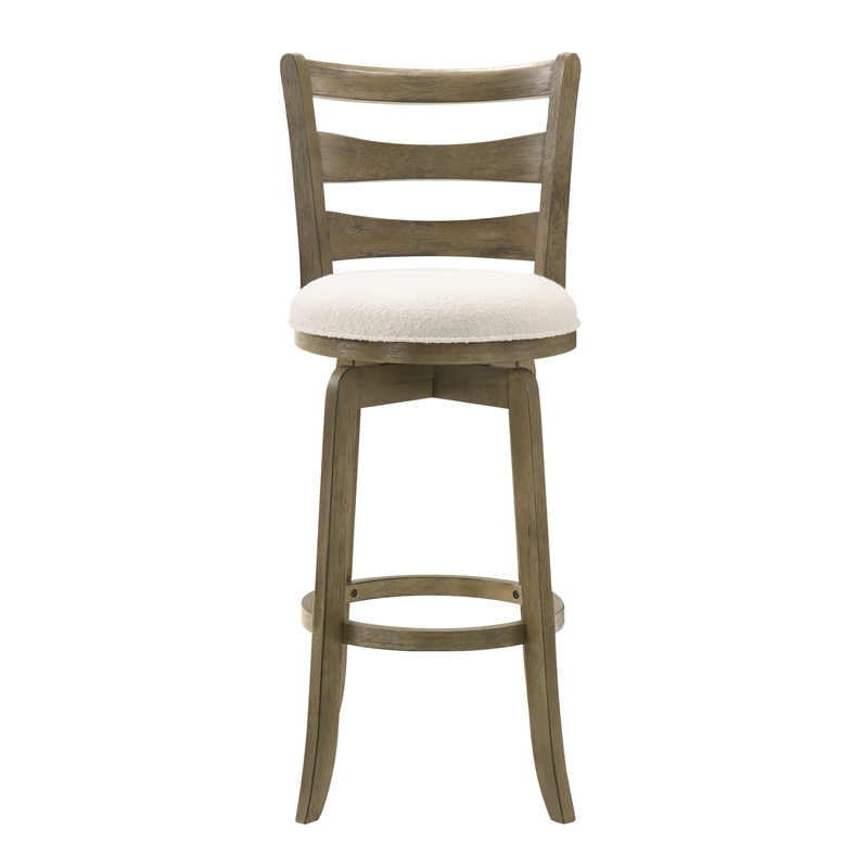 Melindra Swivel Wood Bar Height Bar Stool in Putty Brown/White Seat - Set of 2