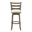Melindra Swivel Wood Bar Height Bar Stool in Putty Brown/White Seat - Set of 2