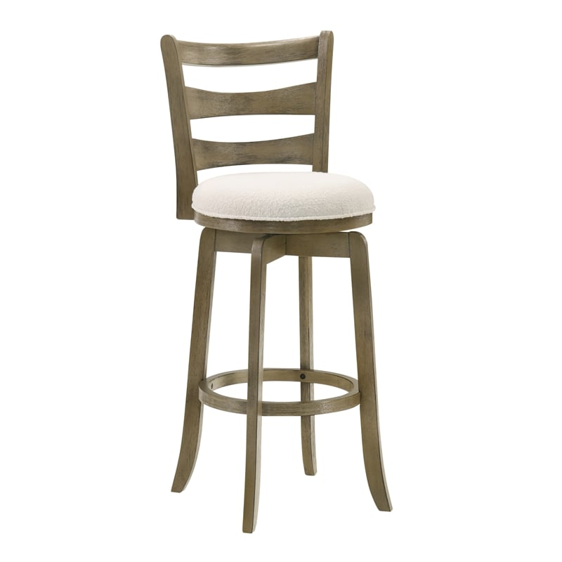 Melindra Swivel Wood Bar Height Bar Stool in Putty Brown/White Seat - Set of 4