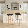 Sonia Swivel Bar Height Stool in Black Upholstered Seat/Oak Wood Finish-Set of 2