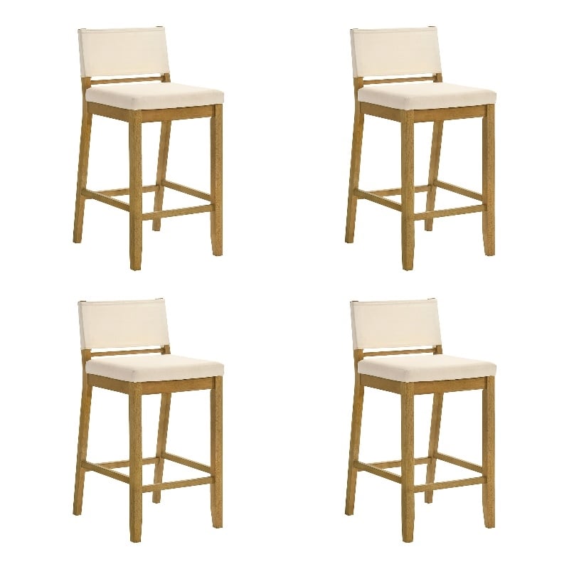 Yaneli Bar Height Bar Stool in Amber Glow/White Fabric Seat - Set of 4