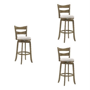 Blair 30&quot Putty Brown Bar Height Swivel Barstool with Cream Seat - Set of 3