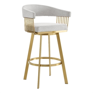 Chelsea 26&quot Swivel Counter Stool with Gold Brushed SS and Silver Fabric
