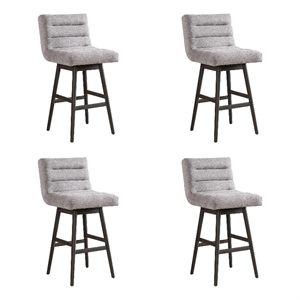 Elias Gray 30&quot Bar Height Swivel Barstool with Gray Fabric Seat - Set of 4