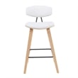 Fox Swivel Bar Height Stool with White Upholstered Seat and Oak Wood Frame