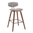 Fox Swivel Bar Height Stool with Speckled Brown Seat and Walnut Wood- Set of 2