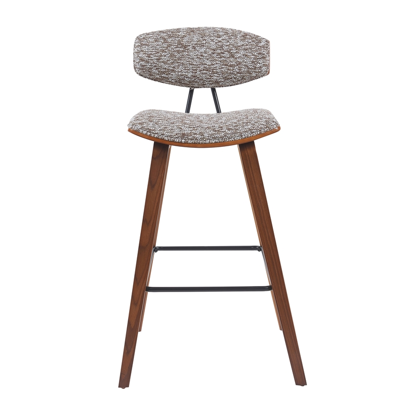 Fox Swivel Bar Height Stool with Speckled Brown Seat and Walnut Wood- Set of 2