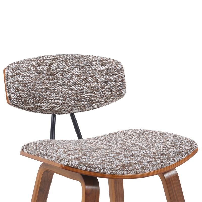 Fox Swivel Bar Height Stool with Speckled Brown Seat and Walnut Wood- Set of 2