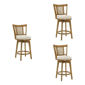 Isla 26&quot Amber Glow Counter Height Swivel Barstool with Ivory Seat - Set of 3