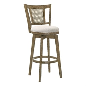 Isla 26&quot Putty Brown Counter Height Swivel Barstool with Cream Fabric Seat
