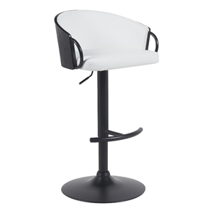 Montego Adjustable Swivel Barstool - Black Powder Coated/Snow White Faux Leather