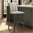 Nolan 26 in. Dark Roast Counter Height Rubberwood Barstool with Grey Fabric Seat