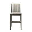 Nolan 26 in. Dark Roast Counter Height Rubberwood Barstool with Grey Fabric Seat