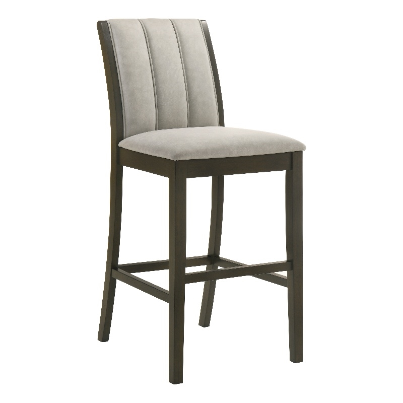 Nolan 26 in. Dark Roast Counter Height Rubberwood Barstool with Grey Fabric Seat