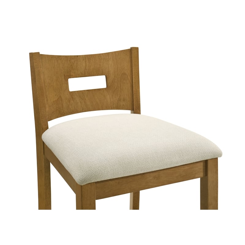 Ren 26 in. Amber Glow Counter Height Rubberwood Barstool with Ivory Fabric Seat