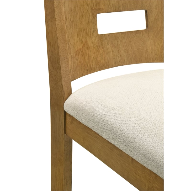 Ren 26 in. Amber Glow Counter Height Rubberwood Barstool with Ivory Fabric Seat