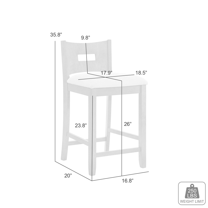 Ren 26 in. Amber Glow Counter Height Rubberwood Barstool with Ivory Fabric Seat