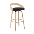 Sonia Swivel Bar Height Stool in Black Upholstered Seat/Oak Wood Finish-Set of 3