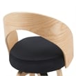 Sonia Swivel Bar Height Stool in Black Upholstered Seat/Oak Wood Finish-Set of 3