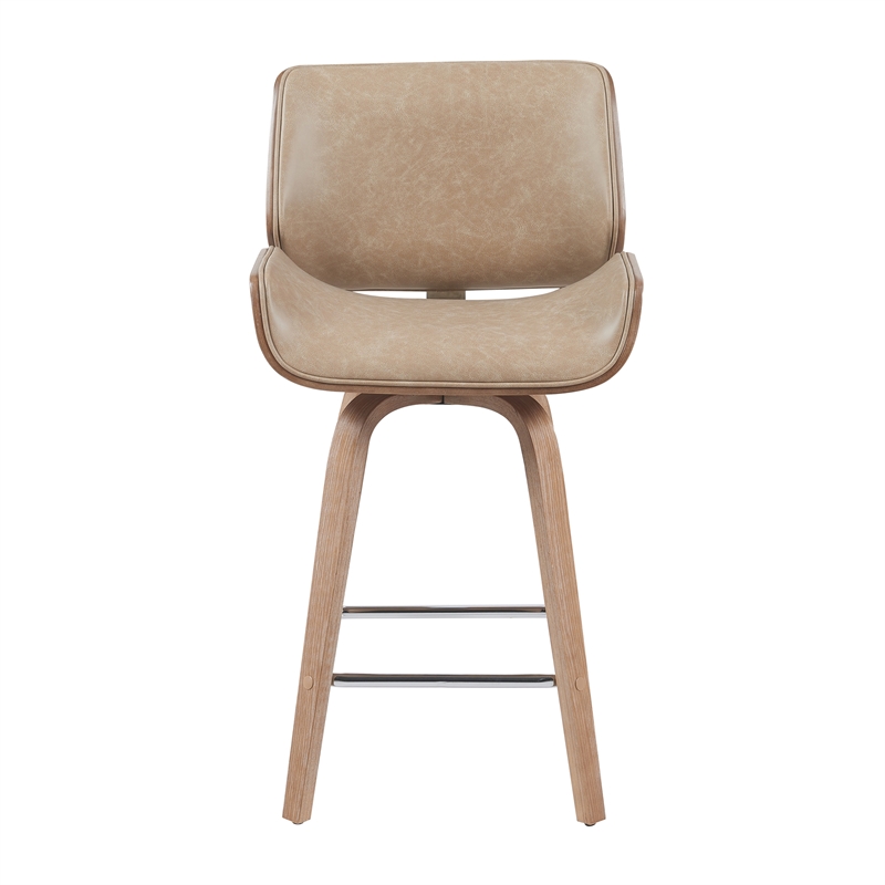 Tyler Counter Height Swivel Bar Stool w/ White Wash/Vintage Brown Seat- Set of 4