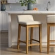 Annikah Wood Counter Height Kitchen Bar Stool in Amber/White Boucle - Set of 4