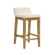 Annikah Wood Counter Height Kitchen Bar Stool in Amber/White Boucle - Set of 4