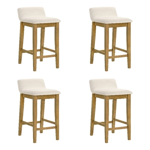 Annikah Wood Counter Height Kitchen Bar Stool in Amber/White Boucle - Set of 4