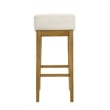 Annikah Wood Bar Height Kitchen Bar Stool in Amber Glow/White Boucle Fabric Seat