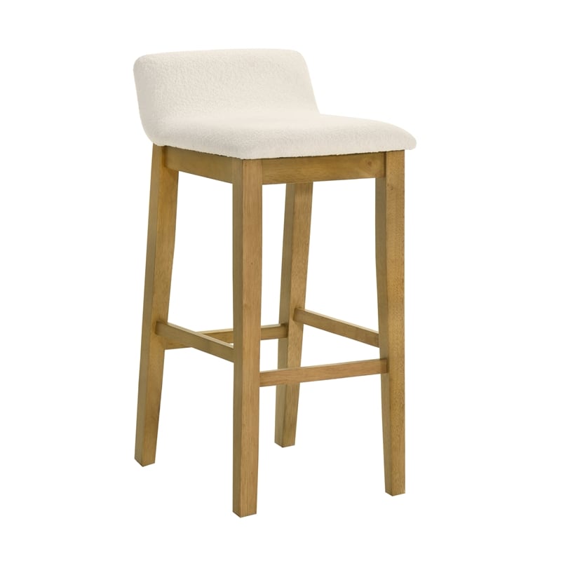 Annikah Wood Bar Height Bar Stool in Amber Glow w/ White Boucle Seat - Set of 3