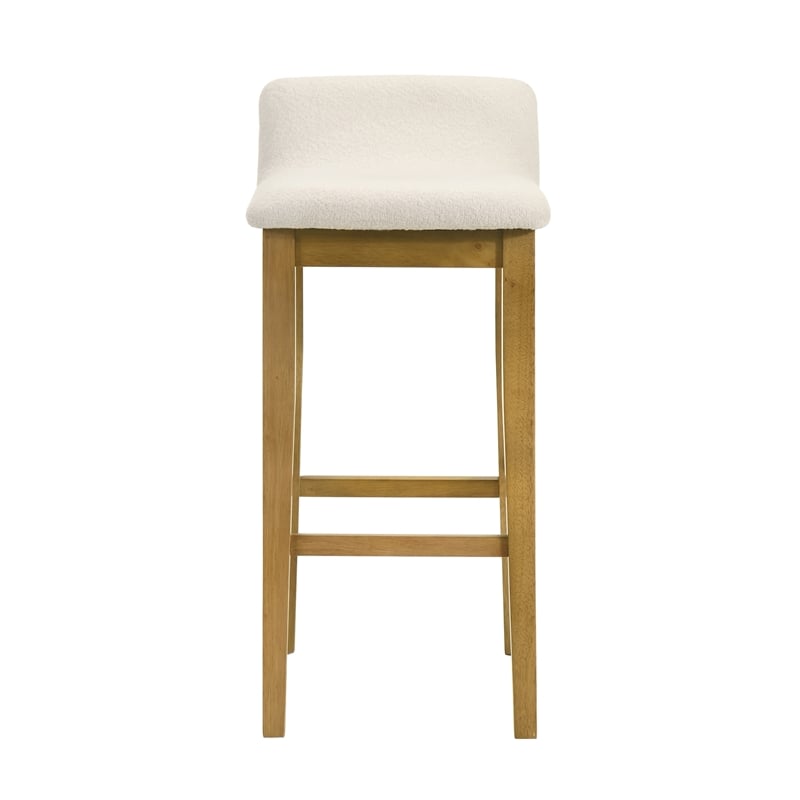 Annikah Wood Bar Height Bar Stool in Amber Glow w/ White Boucle Seat - Set of 3