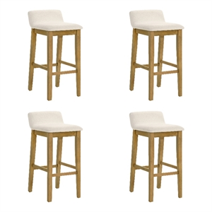 Annikah Wood Bar Height Bar Stool in Amber Glow/White Boucle Seat - Set of 4