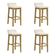 Annikah Wood Bar Height Bar Stool in Amber Glow/White Boucle Seat - Set of 4