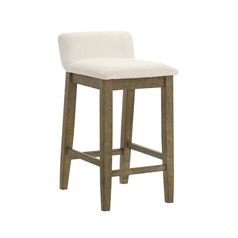 Annikah Wood Counter Height Bar Stool - Putty Brown/White Boucle Seat - Set of 2