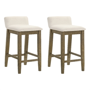 Annikah Wood Counter Height Bar Stool - Putty Brown/White Boucle Seat - Set of 2