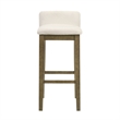 Annikah Wood Bar Height Bar Stool in Putty Brown with White Boucle Fabric Seat