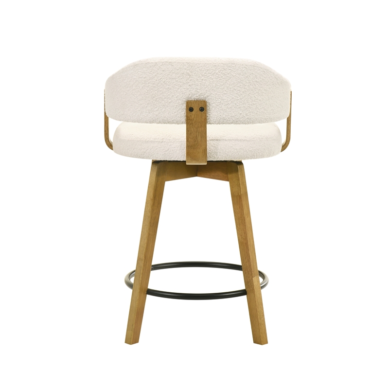 Callah Counter Height Bar Stool in Amber Glow/White Boucle Fabric - Set of 2