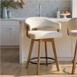Callah Counter Height Bar Stool in Amber Glow/White Boucle Fabric - Set of 4