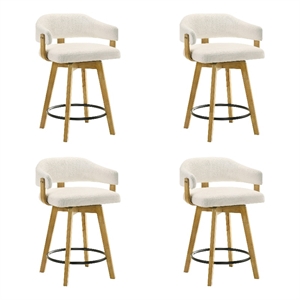 Callah Counter Height Bar Stool in Amber Glow/White Boucle Fabric - Set of 4