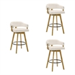 Callah Bar Height Bar Stool in Amber Glow/White Boucle Fabric Seat - Set of 3