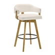 Callah Bar Height Bar Stool in Amber Glow/White Boucle Fabric Seat - Set of 4