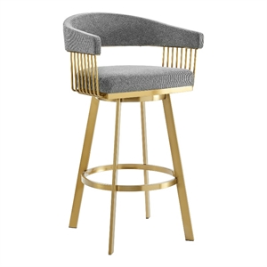 Chelsea 26&quot Swivel Counter Stool with Gold Brushed SS and Anchor Gray Fabric