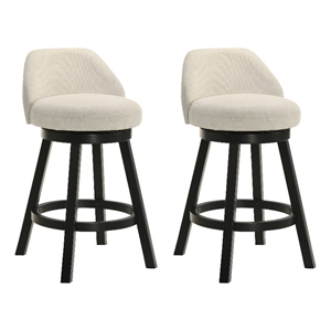 Erika Swivel Wood Counter Height Bar Stool in Black with Cream Seat - Set of 2