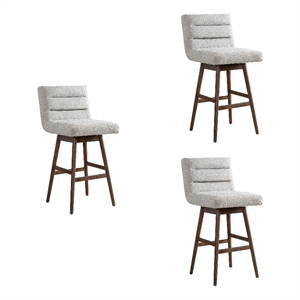 Elias Brown 30&quot Bar Height Swivel Barstool with Morning Fog Seat - Set of 3