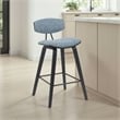 Fox Swivel Counter Height Bar Stool with Blue Seat and Black Wood Frame-Set of 3