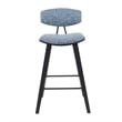 Fox Swivel Counter Height Bar Stool with Blue Seat and Black Wood Frame-Set of 3
