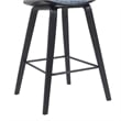 Fox Swivel Counter Height Bar Stool with Blue Seat and Black Wood Frame-Set of 3
